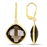 21.40 Carat Genuine Smoky Quartz .925 Sterling Silver Earrings