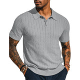 Mens Casual Knitted Shirt Summer Top With Short Sleeves