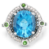 5.84 Carat Genuine Multi Stones .925 Sterling Silver Ring