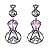 5.30 Carat Genuine Amethyst and Black Spinel .925 Sterling Silver Earrings