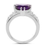 2.71 Carat Genuine Amethyst and White Topaz .925 Sterling Silver Ring