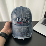Monochromatic Three-dimensional Embroidered Frayed-edge Personalized Print Brim Trendy Casual Baseball Cap Suitable For Street And Travel Use