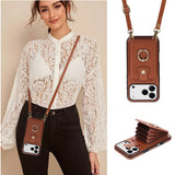 Leather Phone Case With Ring Holder And Card Slot Drop Proof Protective Case