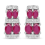 3.20 Carat Glass Filled Ruby .925 Sterling Silver Earrings
