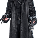 Cotton Padded Thickened Thermal Long Leather Wind Coat