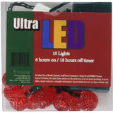 Ultra LED Battery Operated Rasberry Twinkle 10 Lights with Timer