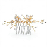 Inc Gold-Tone Crystal and Imitation Pearl Small Hair Comb