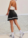 Vanessa Jane Striped Print Pleated Tennis Skirt Skort , Size Medium