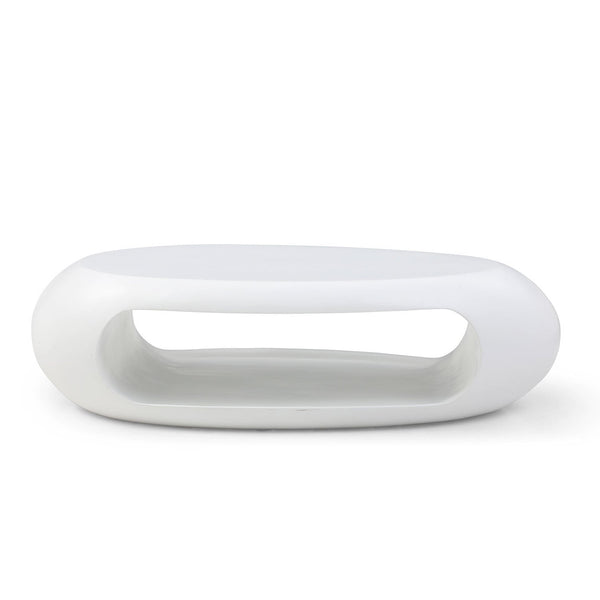 48.42'' Modern Oval Coffee Table, Sturdy Fiberglass Design