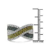 1.44 Carat Genuine Multi Diamond .925 Sterling Silver Ring