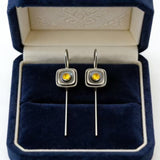 French-Style Vintage Geometric Square Distressed Pearl Earrings