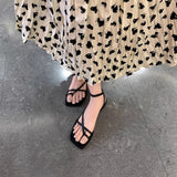 Square-toe Cross-strap Thong-style Flat Sandals