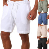 Mens Sports Running Fitness Shorts Solid-Color Casual Pants With Drawstring