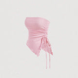 Women's Solid Color Tie-wrapped Bustier Top