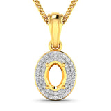 0.17 Carat Genuine White Diamond 14K Yellow Gold Semi Mount Pendant - holds 7x5mm Oval Gemstone