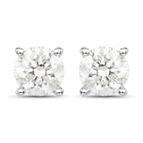 0.80 Carat Genuine White Diamond 14K White Gold Earrings