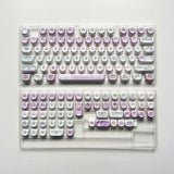 Cat Afternoon Tea 132 Key MOA Height Purple Cat Gradient Cute Round PBT Key Cap For Keyboards