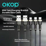 KP-318 Braided 65W Fast-Charging Data Cable Durable Overcharge Protection Type-C Compatible With Apple Android And Huawei