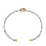 18K Yellow Gold Plated .925 Sterling Silver Diamond Accent  and Fleur Di Lis Medallion Bangle Bracelet (I-J Color, SI1-SI2 Clarity) - 7.25 Inches