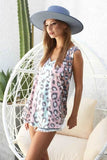 BiBi Leopard Printed Jersey Knit Color Block Sleeveless