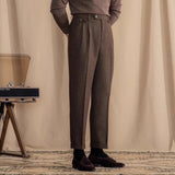 Mens Italian Herringbone Cropped Trousers