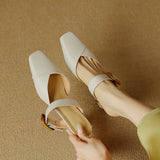 Summer New Women French Style Pointed Toe Mules, Fashion Outdoor Wear Versatile Block Heel Closed Toe Slide High Heels For Dresses