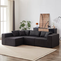 104-Inch Corduroy  Modular L Shaped Sectional Sofa,Luxury Floor Couch Set,Upholstered Indoor Furniture,Foam-Filled Compressed Sofa for Living Room,Bedroom,4 PC Free Combination