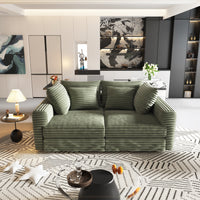 102.4 ' Plush Corduroy 4-Seat Sofa,Modern Comfy Upholstered Sofa Cloud Couch,Deep Seat Couches with Soft Pillows,Convertible Deep Seat Sofa Lounge Chair for Living Room Bedroom,Apartment,Office,Green