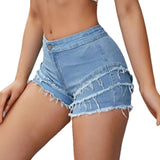 Slim-fit Stretchy Minimalist Patchwork Denim Shorts