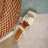 Fashionable Low-Heel Slender Square-Toe Flat Sandals