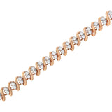 14KT Rose Gold Plated Sterling Silver Diamond S Link Tennis Bracelet (2 cttw, J-K Color, I1-I2 Clarity) - Size 7.5"