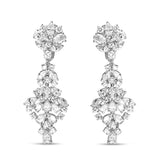 18K White Gold 9 1/2 Cttw Diamond Cluster Drop Dangle Clip-On Earrings (F-G Color, VS1-VS2 Clarity)