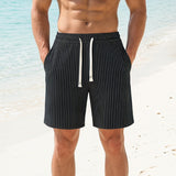 Mens Casual Sporty Striped Drawstring Shorts
