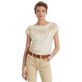 Lauren Ralph Lauren Womens Embroidered Cotton Blend T-Shirt, Size XL