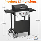 2-Burner Propane Gas Grill,228 Sq. Inch Cooking Area,Outdoor Camping Picnic for Patio,Party,Black