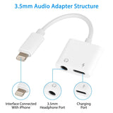2-in-1 3.5mm Headphone Adapter Charger Audio Splitter Dongle