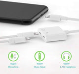 2-in-1 for Lightning Adapter For iPhone 7 8 Plus 10 X