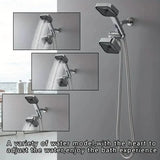 2-in-1 Handheld & Rainfall Shower Head Set with Long Hose and T-Valve