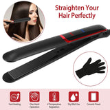 2-in-1 Twist Hair Straightener Ceramic Plate Hair Curler with Temperature Adjust LCD Display