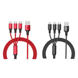 2-Pack: 3-in-1 Nylon Braided 4FT 3A Charging Cable
