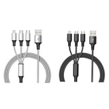 2-Pack: 3-in-1 Nylon Braided 4FT 3A Charging Cable