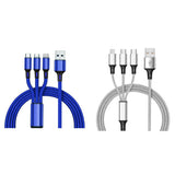 2-Pack: 3-in-1 Nylon Braided 4FT 3A Charging Cable