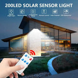 2-Pack: 200-LED/3Modes Upgraded Split Solar Motion Sensor Light Outdoor with Remote