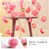 2-Pack: 40 LEDs Rose Flower String Lights