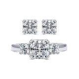 2-Pack: Cushion Cut Studs and Cushion Cut Ring with Side Stones