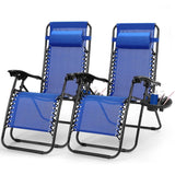2-Pack: Foldable Zero Gravity Lounge Chair with Dual Side Tray