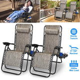 2-Pack: Foldable Zero Gravity Lounge Chair with Dual Side Tray