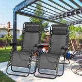 2-Pack: Foldable Zero Gravity Lounge Chair with Dual Side Tray