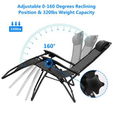 2-Pack: Foldable Zero Gravity Lounge Chair with Dual Side Tray