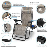 2-Pack: Foldable Zero Gravity Lounge Chair with Dual Side Tray